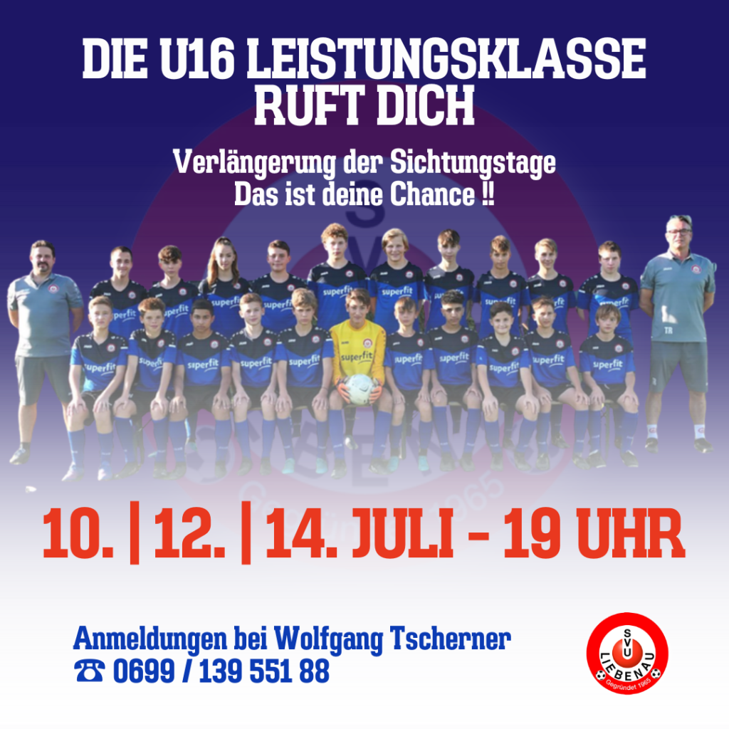 Leistungsklasse U16 - SV Liebenau - Fussball Verein für Kinder, Jugend und Kampfmannschaften in Graz